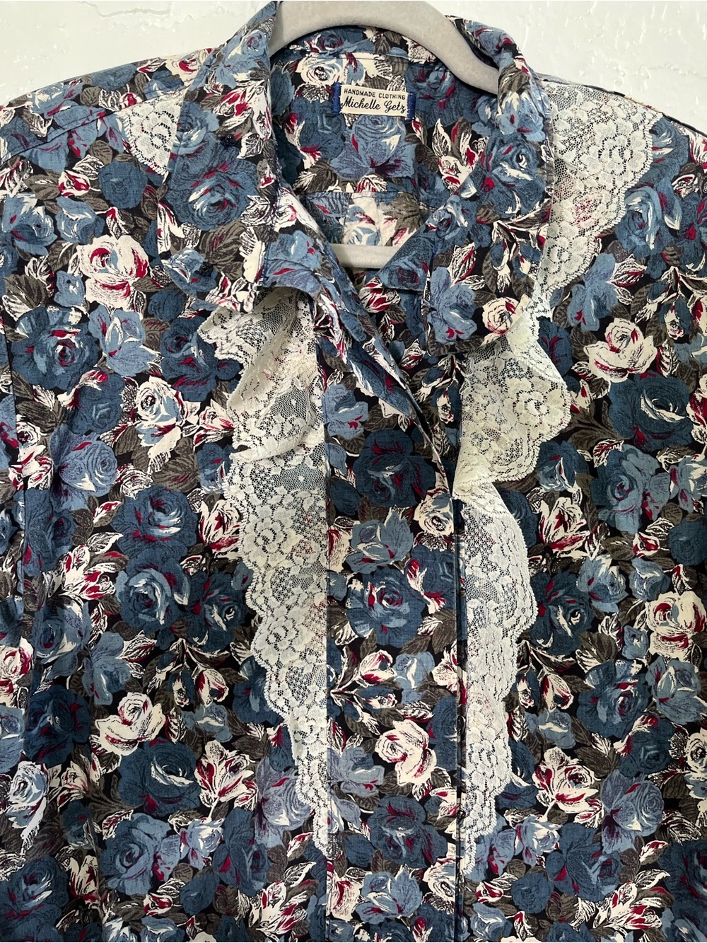 Vintage Handmade Floral Lace Button Up Blouse - Picture 2 of 6